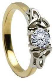 10K/14K18K Two Tone Yellow & White Gold Genuine Diamond Engagement Ring