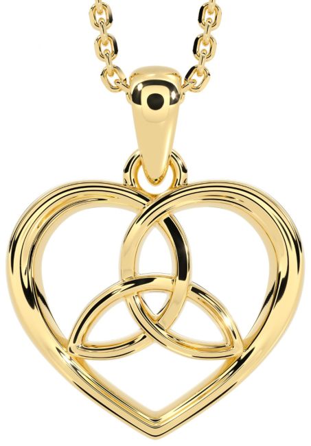 14K Gold coated Solid Silver Irish Celtic Knot Heart Pendant Necklace