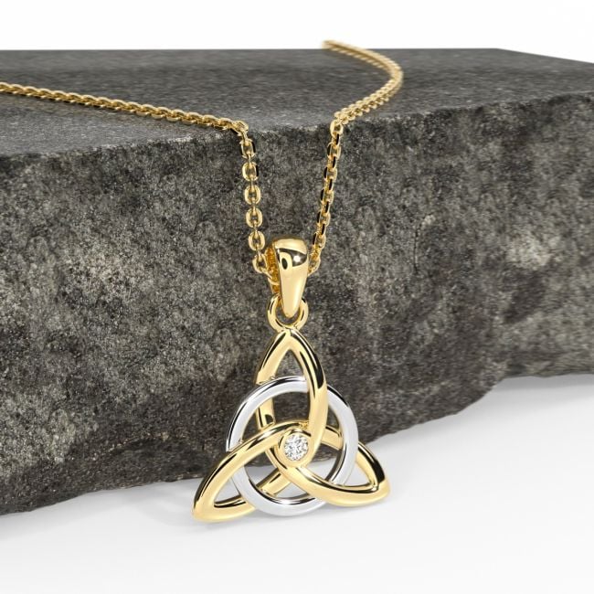 Exquisite 14k Yellow Gold Endless Love Celtic Knot Pendant - Irish Good Luck Charm Necklace - View #4
