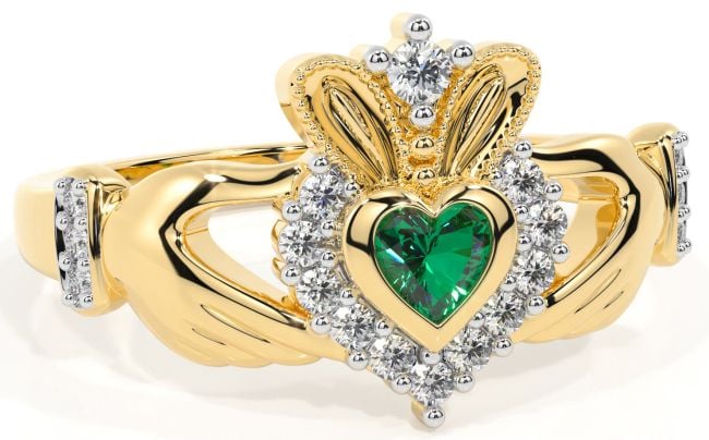 Outlet 10K Gold Emerald Claddagh Bracelet Bismark