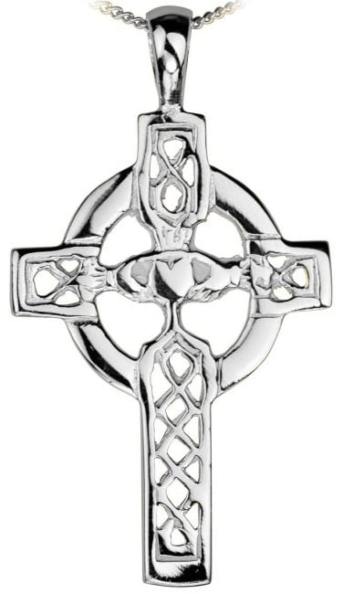 Silver Claddagh Celtic Cross Pendant