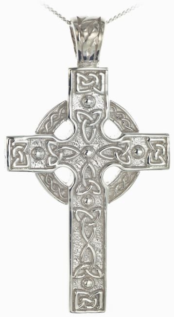 Silver Heavy & Thick Celtic Knot Cross Pendant Necklace