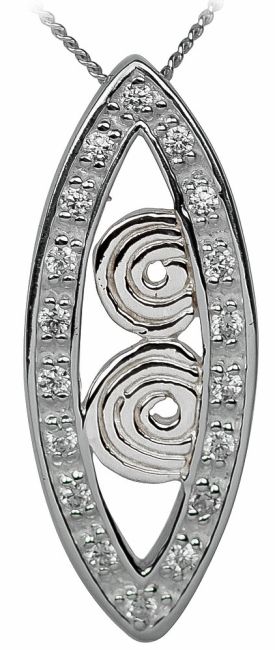 Diamond Silver Celtic Spiral Pendant Necklace