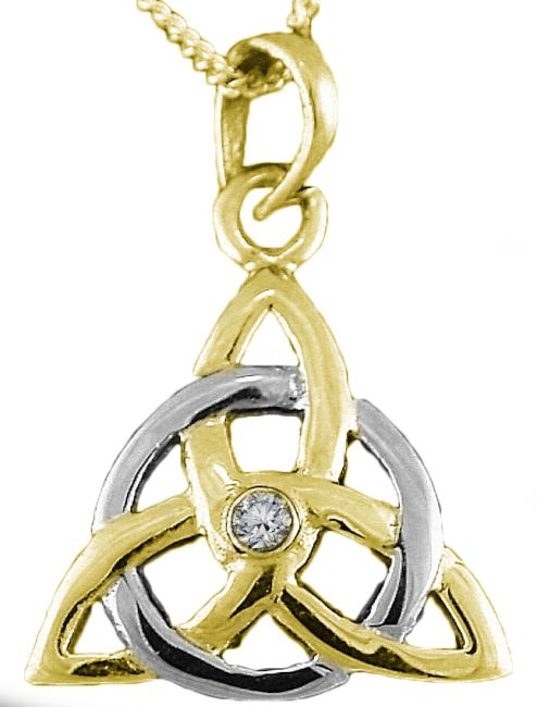 Gold Genuine Diamond .03cts Celtic Knot Pendant Necklace