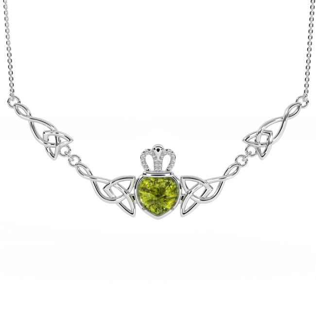 Silver Irish Amber Claddagh Necklace