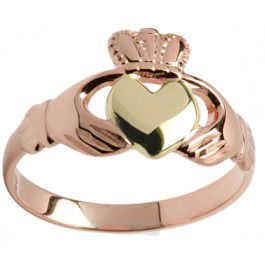 Rose with yellow gold heart Claddagh ring