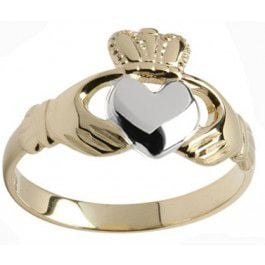 Yellow with white gold heart Claddagh ring