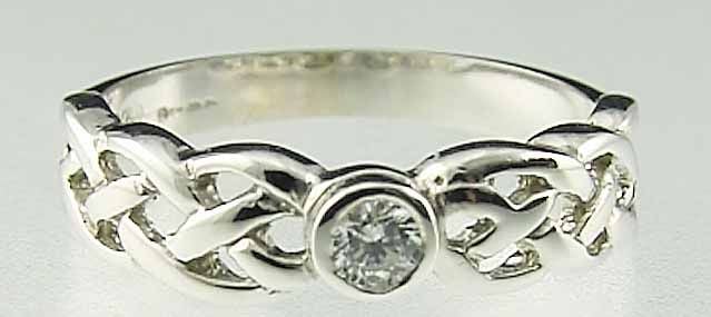Ladies 10K/14K/18K White Gold Diamond Celtic Ring 