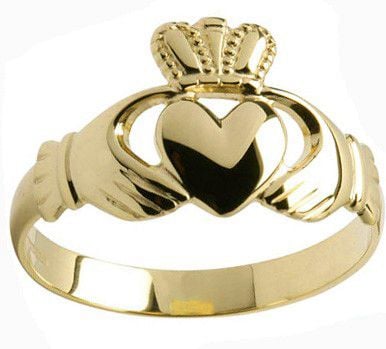 Mens 10K/14K/18K Yellow Gold Claddagh Ring