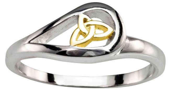 Ladies White & Yellow Gold Celtic Trinity Knot Ring