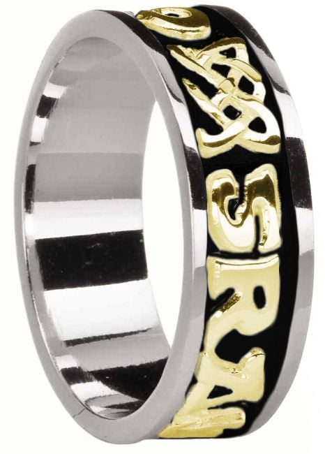 Mens 14K White & Yellow Gold coated Silver 