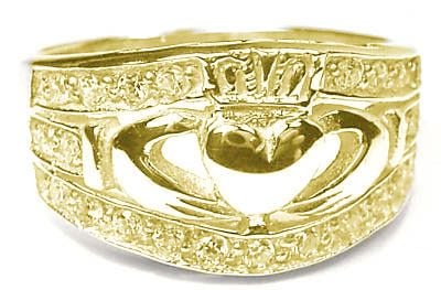 Gold Diamond .35 cts Ladies Claddagh Ring