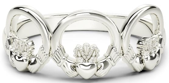 Ladies Silver Claddagh Trinity Ring 