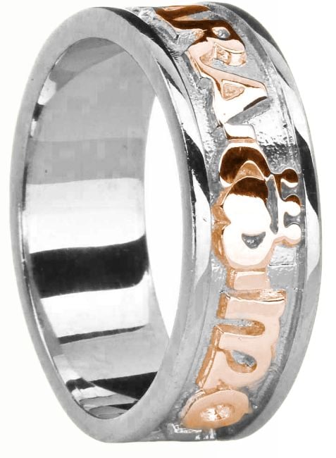 Mens 14K White & Rose Gold Silver 