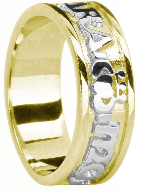 Mens 14K Yellow & White Gold Silver 