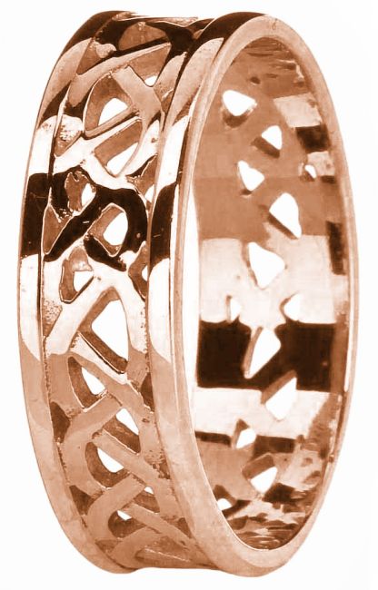 Rose Gold Celtic Band Ring Unisex Mens Ladies