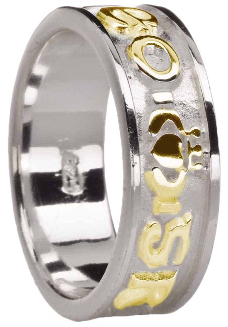 Mens 14K White & Yellow Gold Silver 