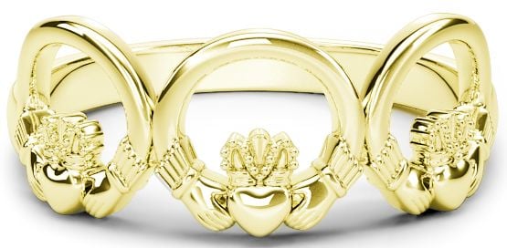 10K/14K/18K Gold Claddagh Trinity Ring 