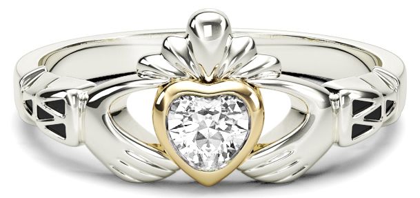 Ladies Diamond Gold Claddagh Ring