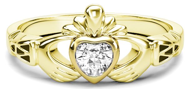  Ladies Diamond Gold Claddagh Ring