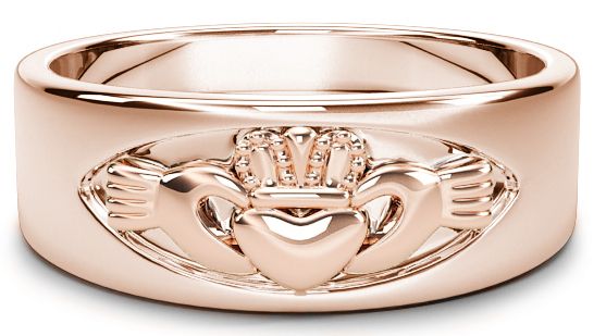 Rose Gold Claddagh Band Ring Unisex Mens Ladies