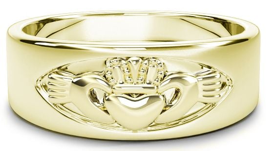 Gold Claddagh Band Ring Unisex Mens Ladies