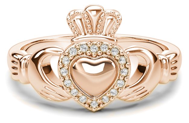 Rose Gold Diamond Claddagh Ring