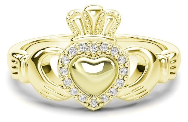 Gold Diamond Claddagh Ring