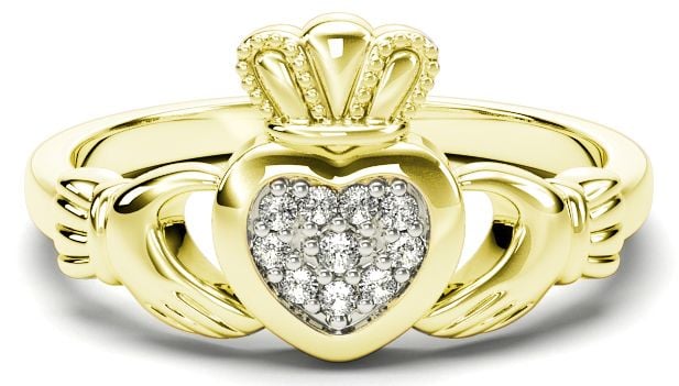 Silver Gold Diamond Silver Claddagh Ring