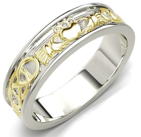 14K White or Yellow Gold Claddagh Men's Band 14K White or Yellow Gold Claddagh Men's Band