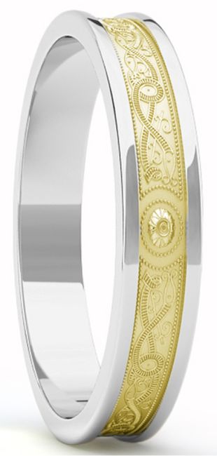 Ladies Two Tone Yellow & White Gold over Silver Celtic 