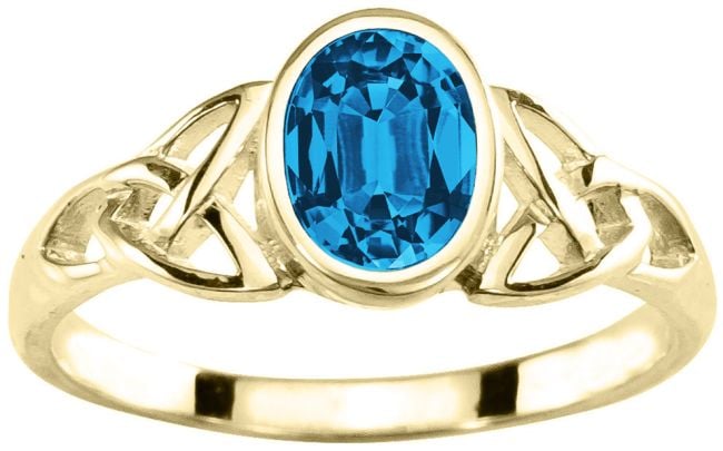 Ladies 10K/14K/18K Yellow Gold Topaz Celtic Trinity knot Ring - December Birthstone