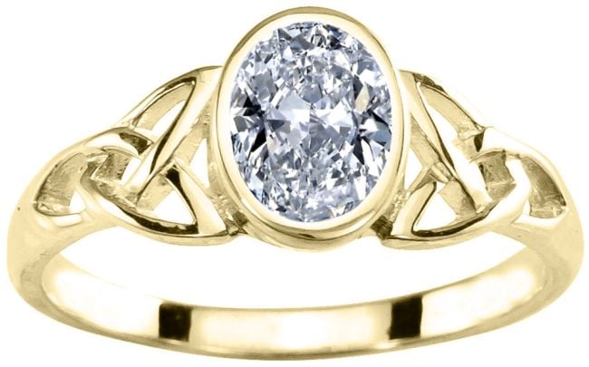 Ladies 10K/14K/18K Yellow Gold Diamond Celtic Trinity knot Ring - April Birthstone