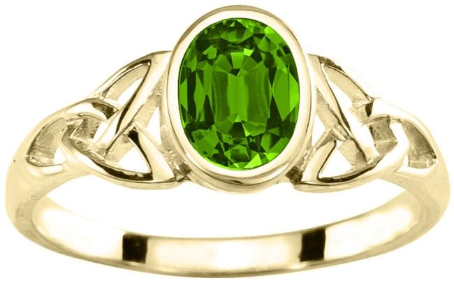 Ladies 10K/14K/18K Yellow Gold Peridot Celtic Trinity knot Ring -  August Birthstone