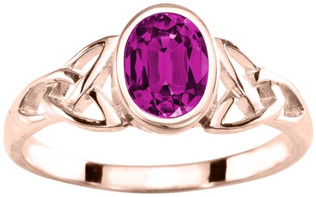 Ladies 10K/14K/18K Rose Gold Alexandrite Celtic Trinity knot Ring - June Birthstone