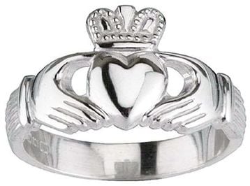  Ladies 14K white gold Silver Claddagh Ring