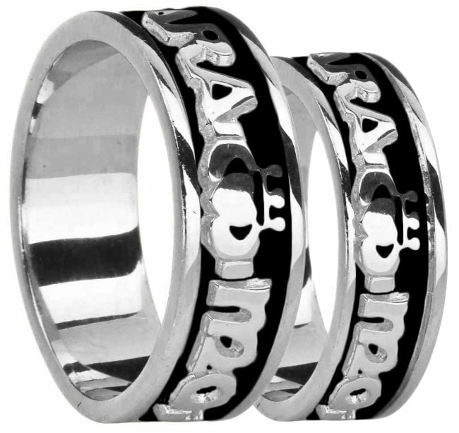 Silver My Soul Mate Claddagh Band Ring Set