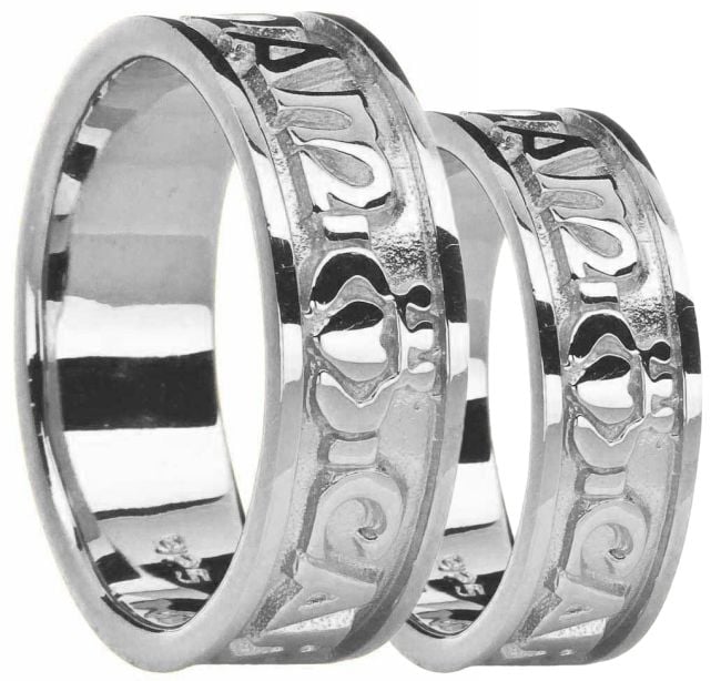 Silver Mo Anam Cara Claddagh Ring Set