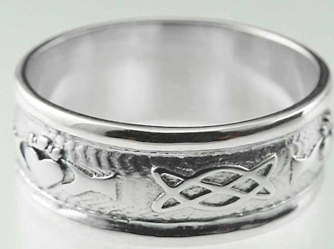Ladies 10K/14K/18K White Gold Celtic Knot Claddagh Wedding Ring