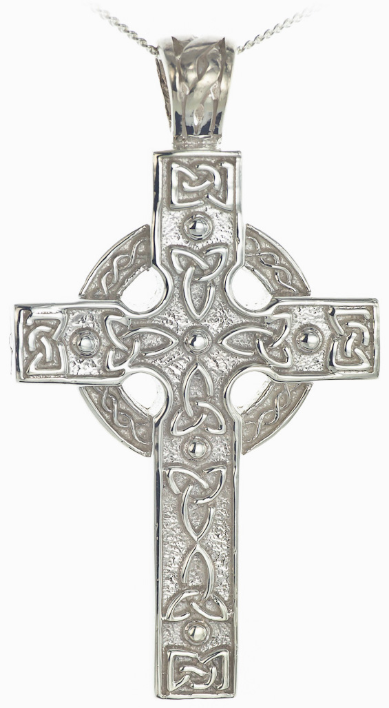 Silver Heavy & Thick Celtic Knot Cross Pendant Necklace Mens