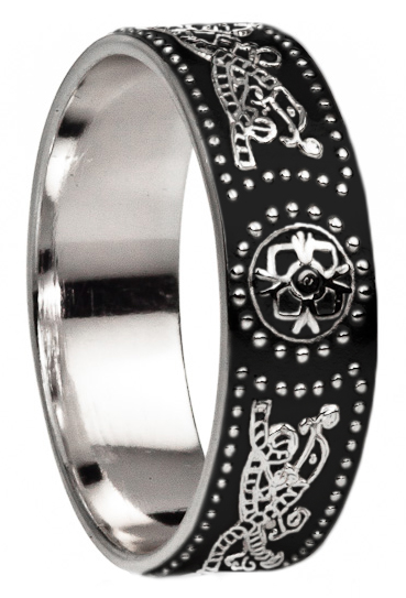 Celtic Warrior Black Rhodium over Silver Band Ring Ladies Mens Unisex - 6mm width