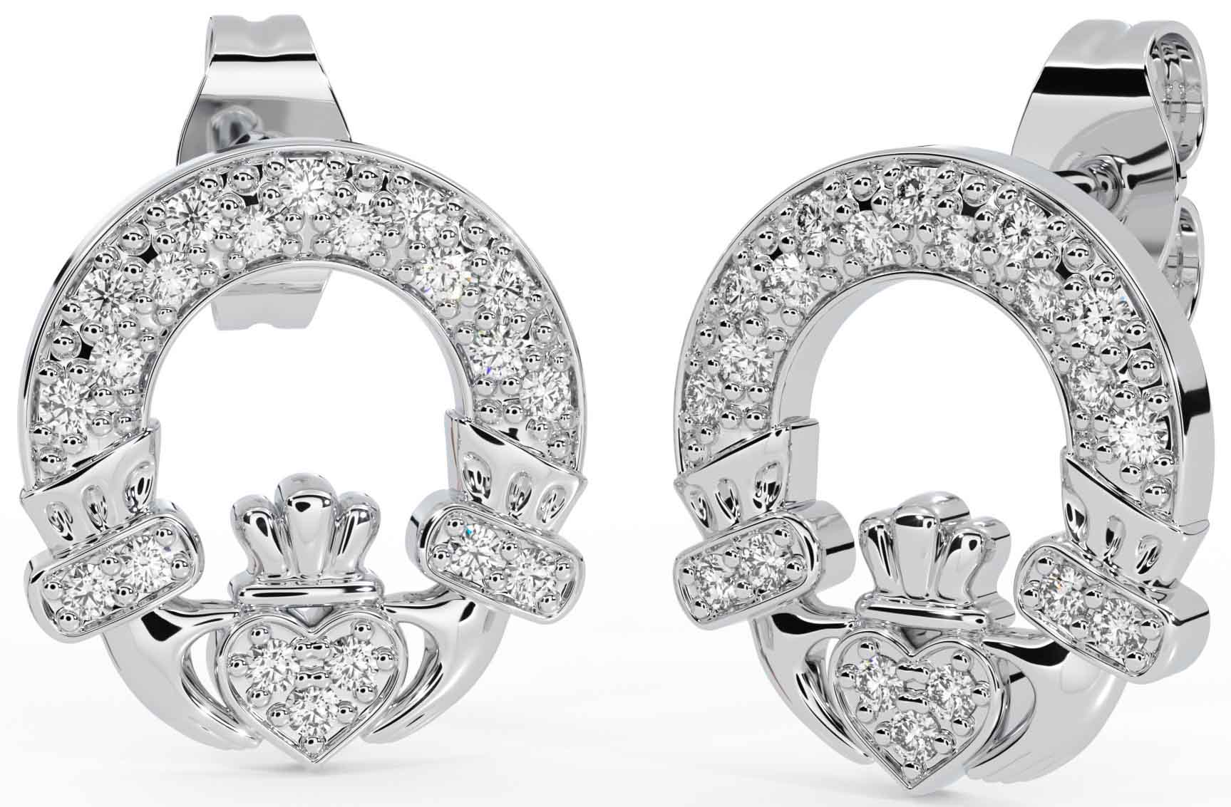 White gold claddagh earrings shop