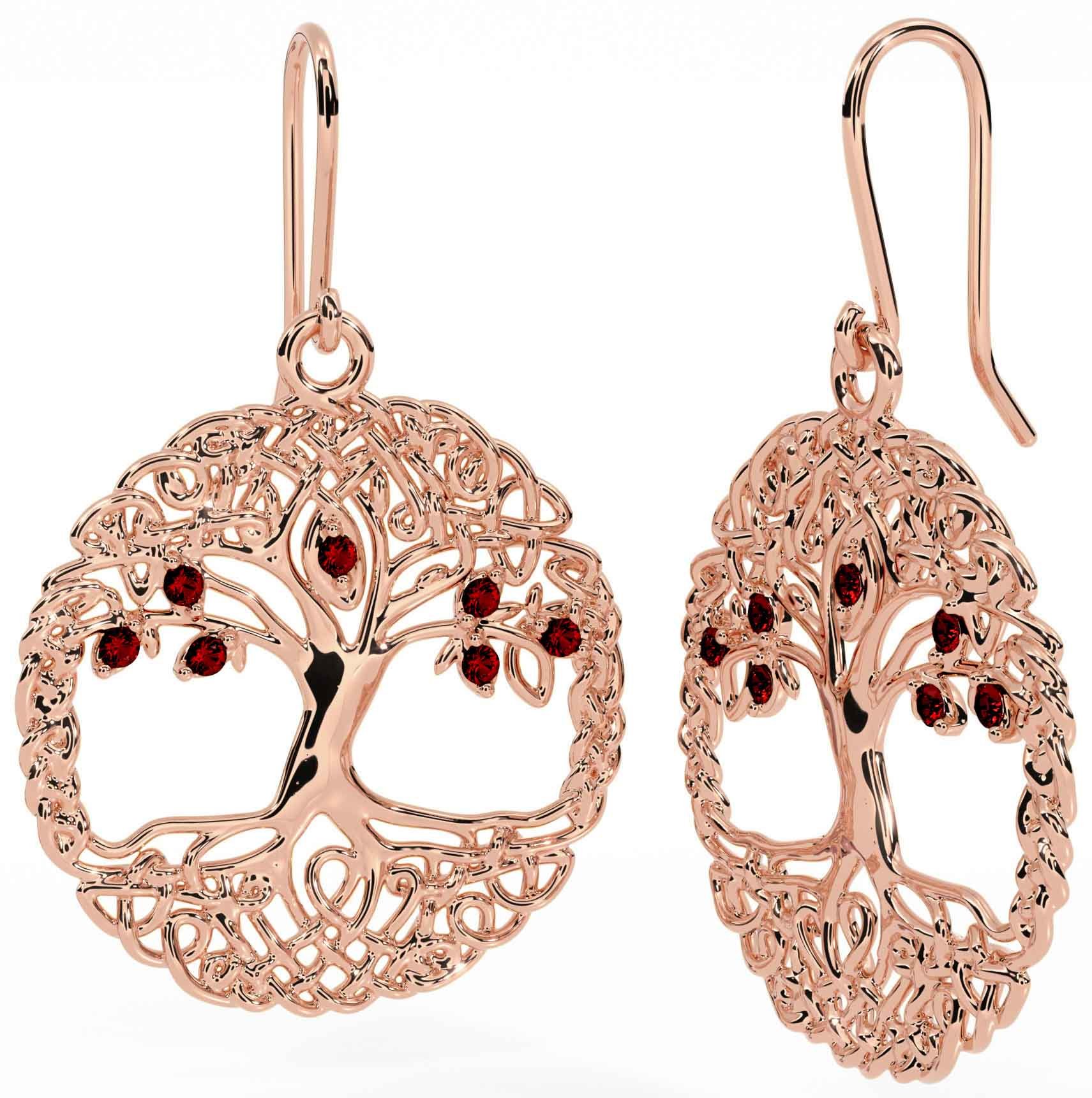 Rose gold tree of sales life earrings