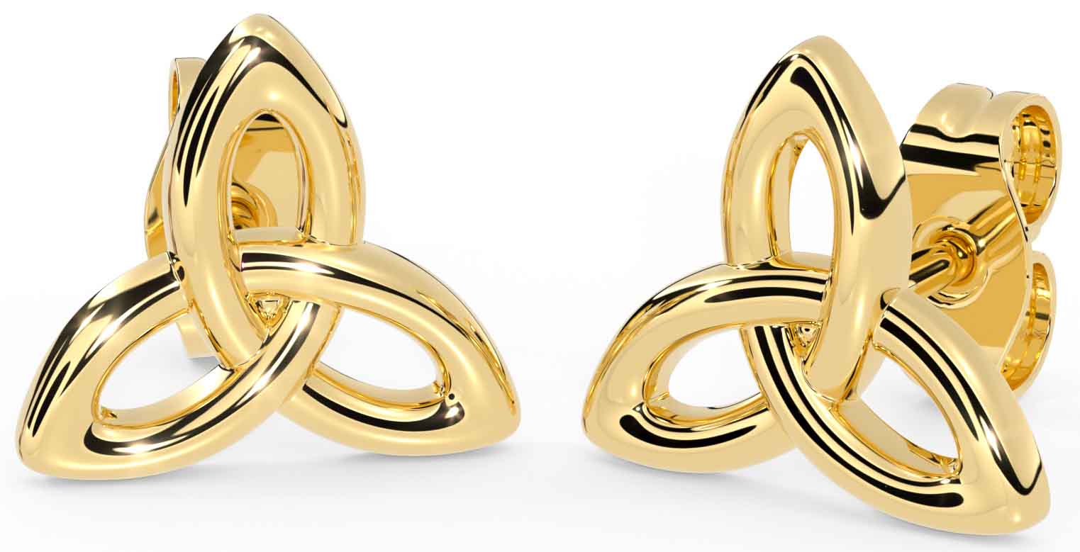 Gold Coated Silver Celtic Trinity Knot Stud Earrings