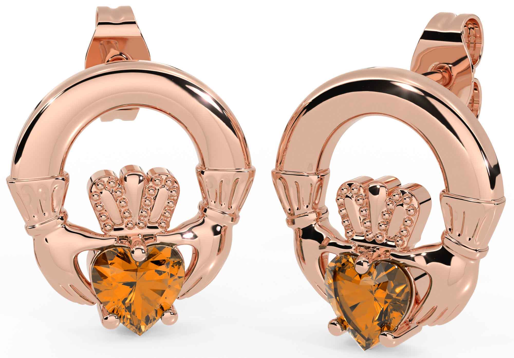 Rose gold hotsell claddagh earrings