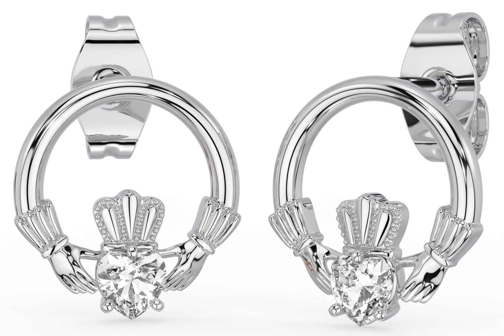 White gold claddagh earrings outlet
