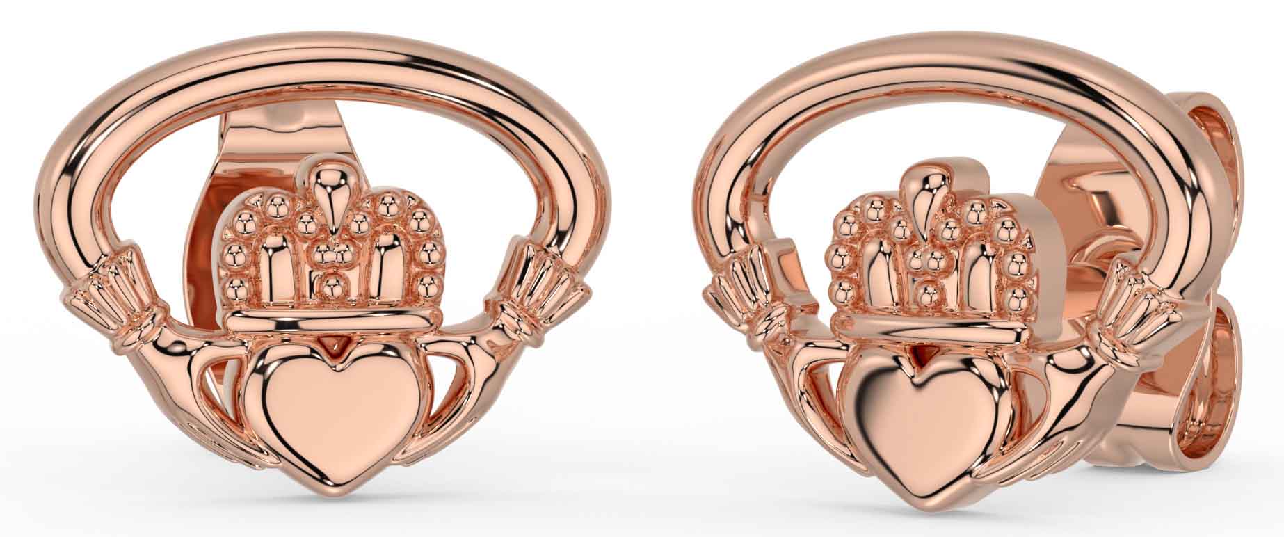 Rose gold hotsell claddagh earrings