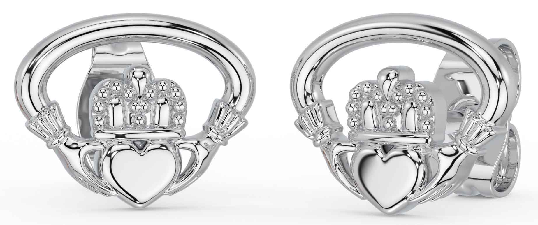 Silver Claddagh Stud Earrings