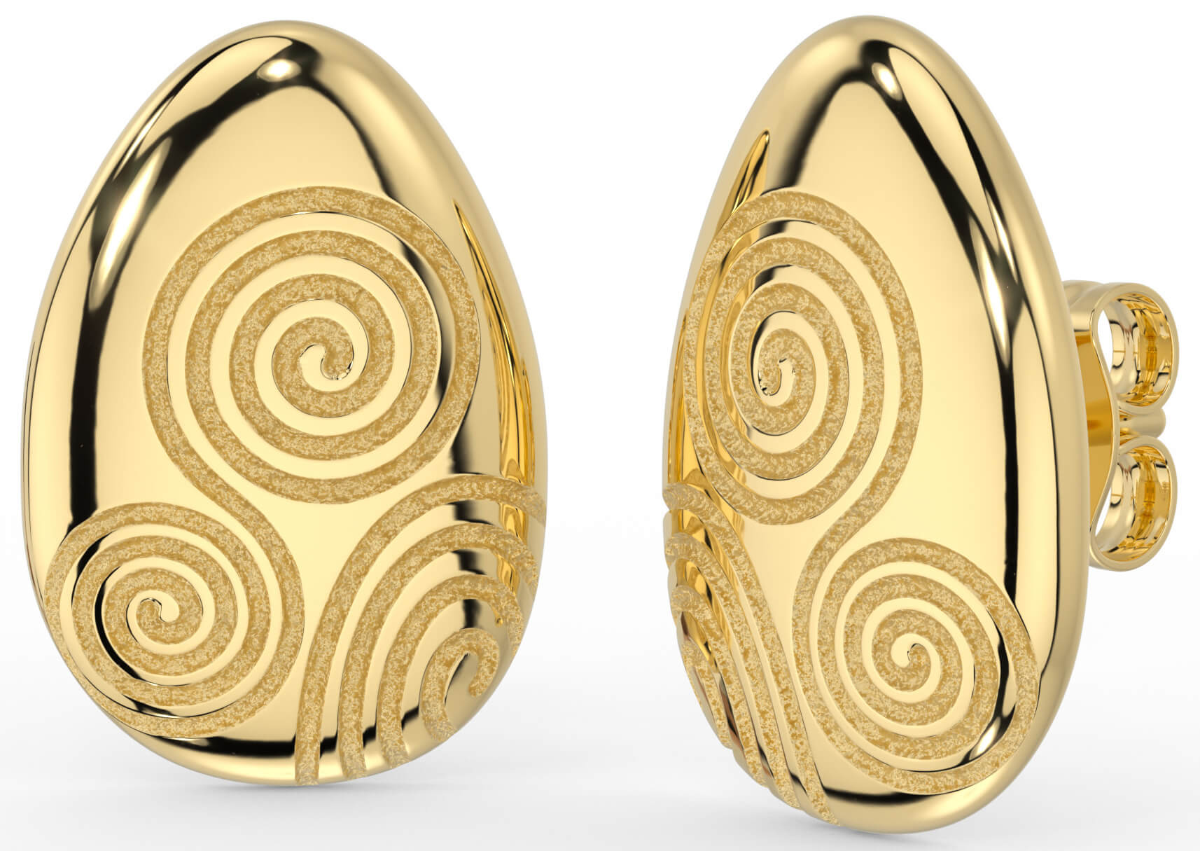 Gold Celtic Newgrange Spiral Stud Earrings