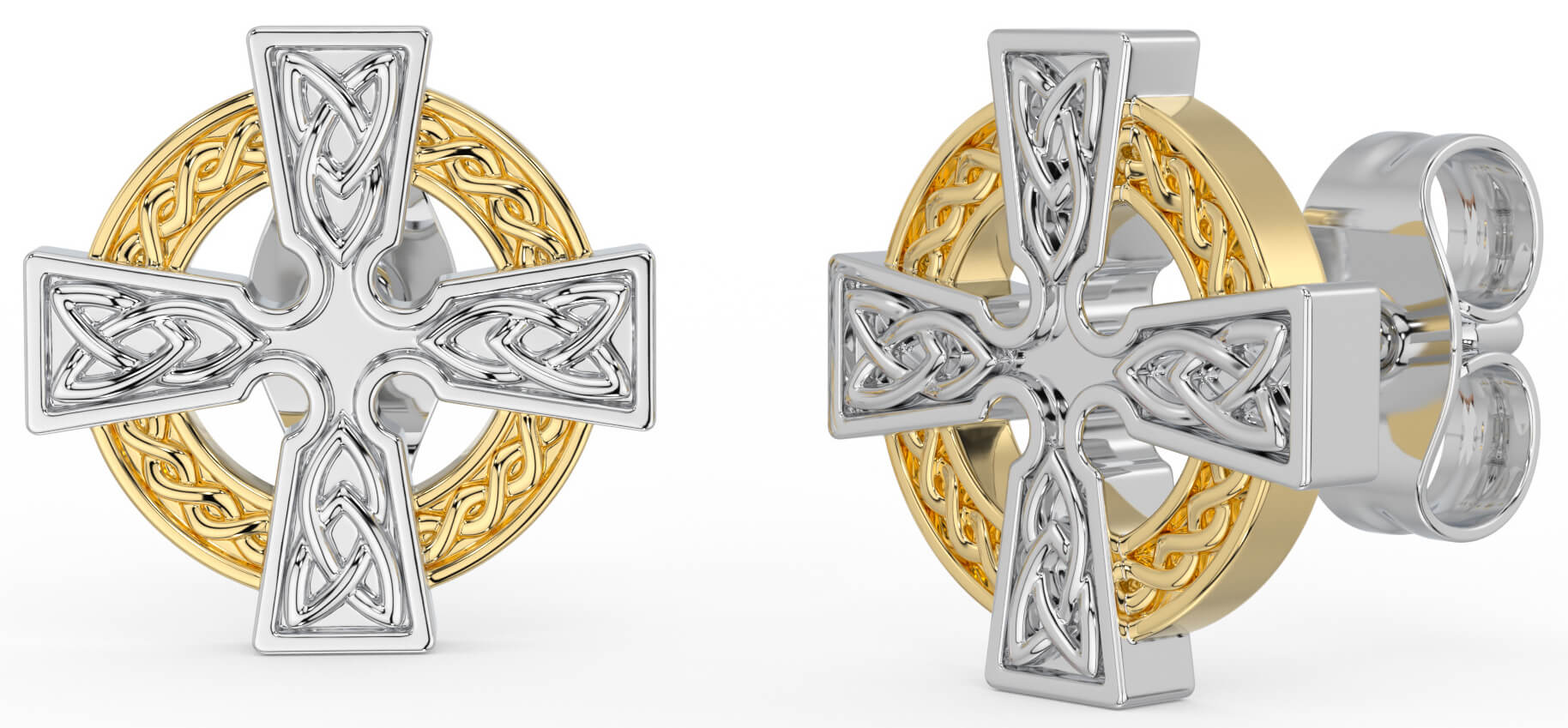 White gold hotsell cross stud earrings
